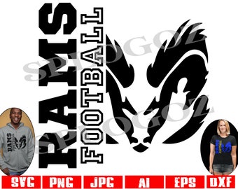 Rams football svg, Ram football svg, Rams svg, Ram svg design  Digital Cut File, School Pride Svg Cricut and Silhouette sports Rams png dxf