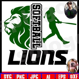 Lions softball svg Lion softball svg Lions softball png Lions svg Lion svg Lions mascot svg Lions mascot png Cricut svg DTF transfer