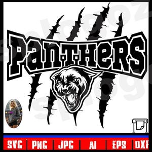 Mascotte de panthère SVG avec griffe à gratter facile à gratter Silhouette Cricut fichier de coupe pour chemises esprit école et maillot d'équipe personnalisé, impressions dtf png