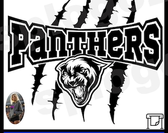 Panter mascotte SVG met klauw kras ontwerp eenvoudig Cricut silhouet snijden bestand voor school geest shirts en aangepaste team jersey prints dtf png