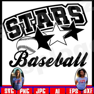 Estrelas de beisebol svg Estrelas mascote png Espírito escolar svg Estrelas de beisebol design Uniforme de equipe svg Estrelas design escolar Cricut projetos Cricut svg