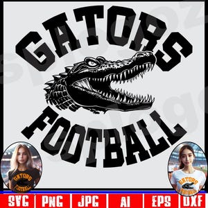 Gators football svg Gator svg pour l'esprit de l'école svg tshirt Gators mascotte Gators svg fichiers de conception Cricut Gators logo png Gators école