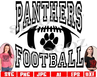 Panthers football svg, Panther football svg , Panther svg, Panthers svg, sports jersey, Cricut or Silhouette, Paw Print svg png dxf, sports