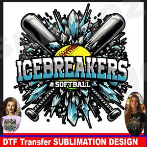 Icebreakers softball png, Icebreakers custom softball logo, sublimation png, Icebreakers png, sports jersey png, tumbler png, DTF transfer