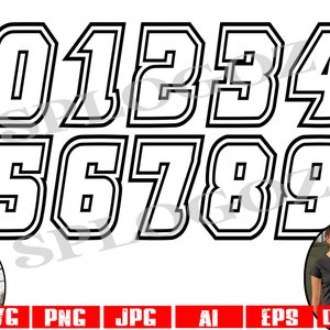 Sport Jersey Schrift Clipart, Varsity Zahlen Uniformen schneiden Datei Clip Art, Cricut, Silhouette, Dämon SVG PNG Jpeg dxf eps AI, Basketball Fußball