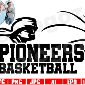 Svg de basket-ball des pionniers, svg de basket-ball des pionniers, svg des pionniers, svg des pionniers, svg de la mascotte des pionniers, png de basket-ball des pionniers, fichiers de conception Cricut