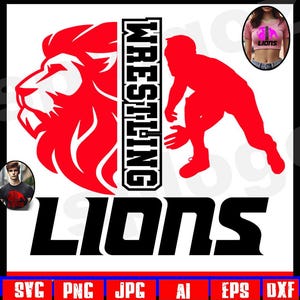 Lions luttant svg Lion luttant svg Lions luttant png Lions svg Lion svg Logo mascotte Lions esprit école Lions Cricut design Cricut svg