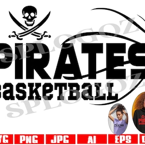 Piratenbasketbal svg, piratenbasketbal svg, piraten svg, piraat svg, gesneden SVG-bestand, SVG voor Cricut of Silhouette, Lady Pirates sport dxf