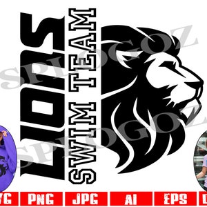 Lions svg, Lion svg, Lions swim team svg, Lion swim svg, Lions mascot svg, Lions logo svg, Cricut Silhouette svg sports, sports jerseys