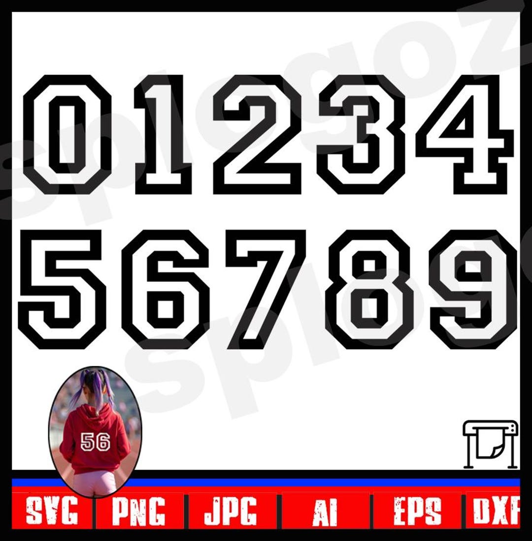 Varsity Sports Jersey Number Font Digital Download for Cricut Design ...