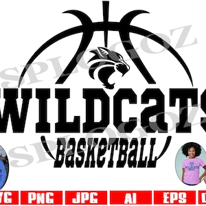Svg de basket-ball des chats sauvages, svg de basket-ball des chats sauvages, svg des chats sauvages, sports de chat sauvage svg, fichier numérique découpé, silhouette et cricut svg de fierté d'école