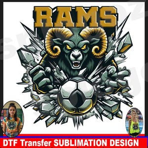 Futebol Rams PNG, Sublimação Rams PNG, Transferência DTF Sublimação PNG, Logotipo Rams PNG de futebol, Design Thunderbolts, Transferência DTF Rams, Rams