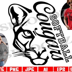 Cougars softbal svg, Cougar softbal svg, Cougars SVG, Cougar svg, Cougar sport mascotte svg DXF-bestand voor Cricut & Silhouette, Cougar-logo