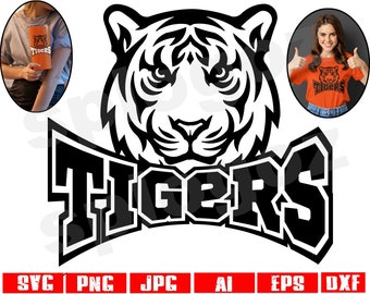 Tigers svg, Tiger svg, Tigers png, Tigers mascot svg, Tigers mascot png, Tigers school mascot svg, Tigers school spirit, Cricut designs svg