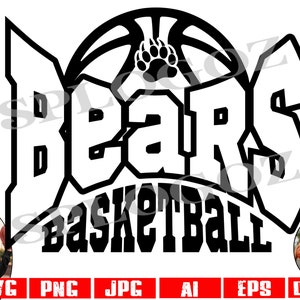 Bears basketball svg, Bear basketball svg, Bears svg, Bear svg Silhouette Cricut, sports png, sports jerseys, school spirit svg, bear png