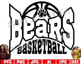 Basquete Bears svg, Basquete Bear svg, Bears svg, Silhueta Bear svg Cricut, esportes png, camisas esportivas, espírito escolar svg, urso png