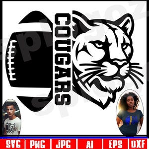 Cougars futebol svg Cougar futebol svg Cougars futebol png Cougars svg Cougar svg Mascote Cougars svg Logotipo do futebol Cougars Cricut designs