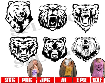 Bears svg, Bear svg, Bears clipart, Bears mascots Vector Silhouette Cameo Cricut Design mascot faces cut Bear sport logo, sports jerseys