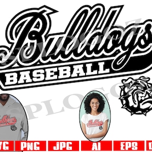 Svg de baseball Bulldogs, Bulldog baseball, svg Bulldog, svg Bulldogs, fichier de coupe, SVG pour Cricut ou Silhouette sports svg png, logo de l'équipe