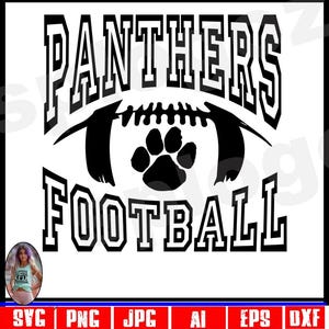 Panthers football team svg Panther mascot cut file Cricut Silhouette paw print png dxf sports jersey sublimation design digital download