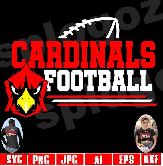 Cardinals football svg cut file for dark garments cricut design school team spirit clipart cardinal mascot png digital vector download