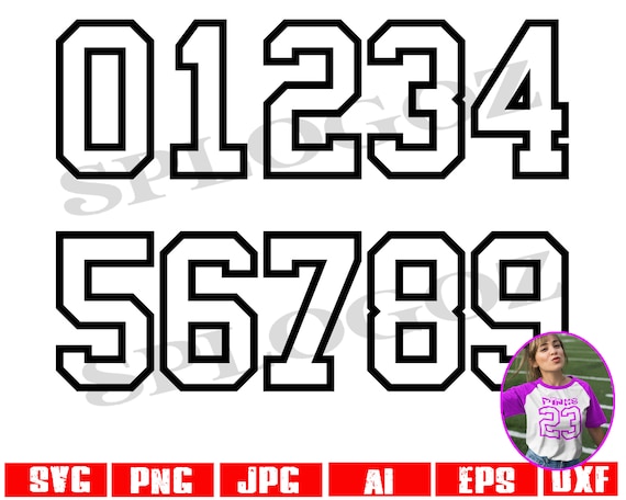 Athletic Font Jersey Numbers 1-0 With Outline | Sticker