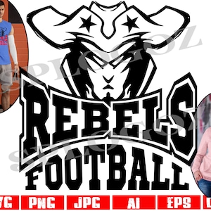 Rebels football svg, Rebel football svg, Rebels football png, Rebels svg, Rebel svg, Rebels mascot svg, Cricut design files, Rebel football