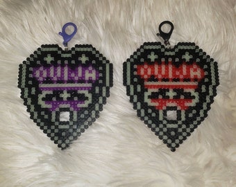 Ouiji Board Planchette keychain, handmade bead art with glow in the dark