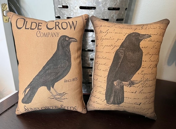 Primitive Crow Throw Pillows