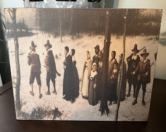 Primitive Pilgrims 8x10 canvas Panel