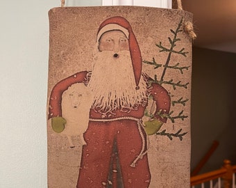 Primitive Santa duckcloth hanging bag