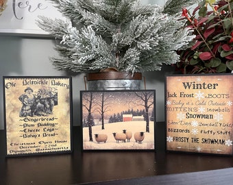 Primitive Christmas Wood Blocks