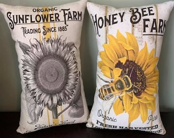 Handmade Everyday Pillow-Sunflower Farm and Honey Bee Farm