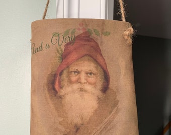 Primitive Santa duckcloth hanging bag