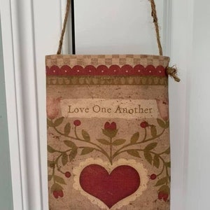Primitive Love One Another  duckcloth hanging bag