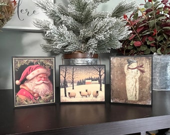 Primitive Christmas Wood Blocks