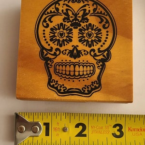 SUGAR SKULL-Stamp Wood Mounted Rubber Stamp about 2&quot; X 3&quot; Halloween Designs