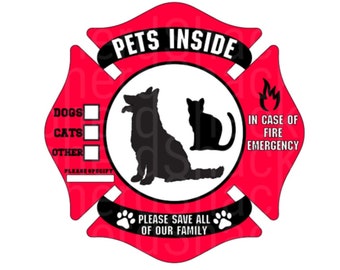 Calcomanía para ventana de rescate de mascotas de emergencia