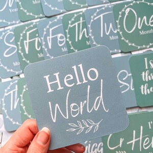 Baby milestone cards blue and green