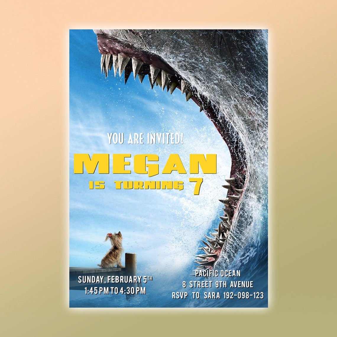 MEGALODON SHARK Birthday Invitation, MEGALODON Shark Movie Ticket, Meg Shark Invitation, Meg