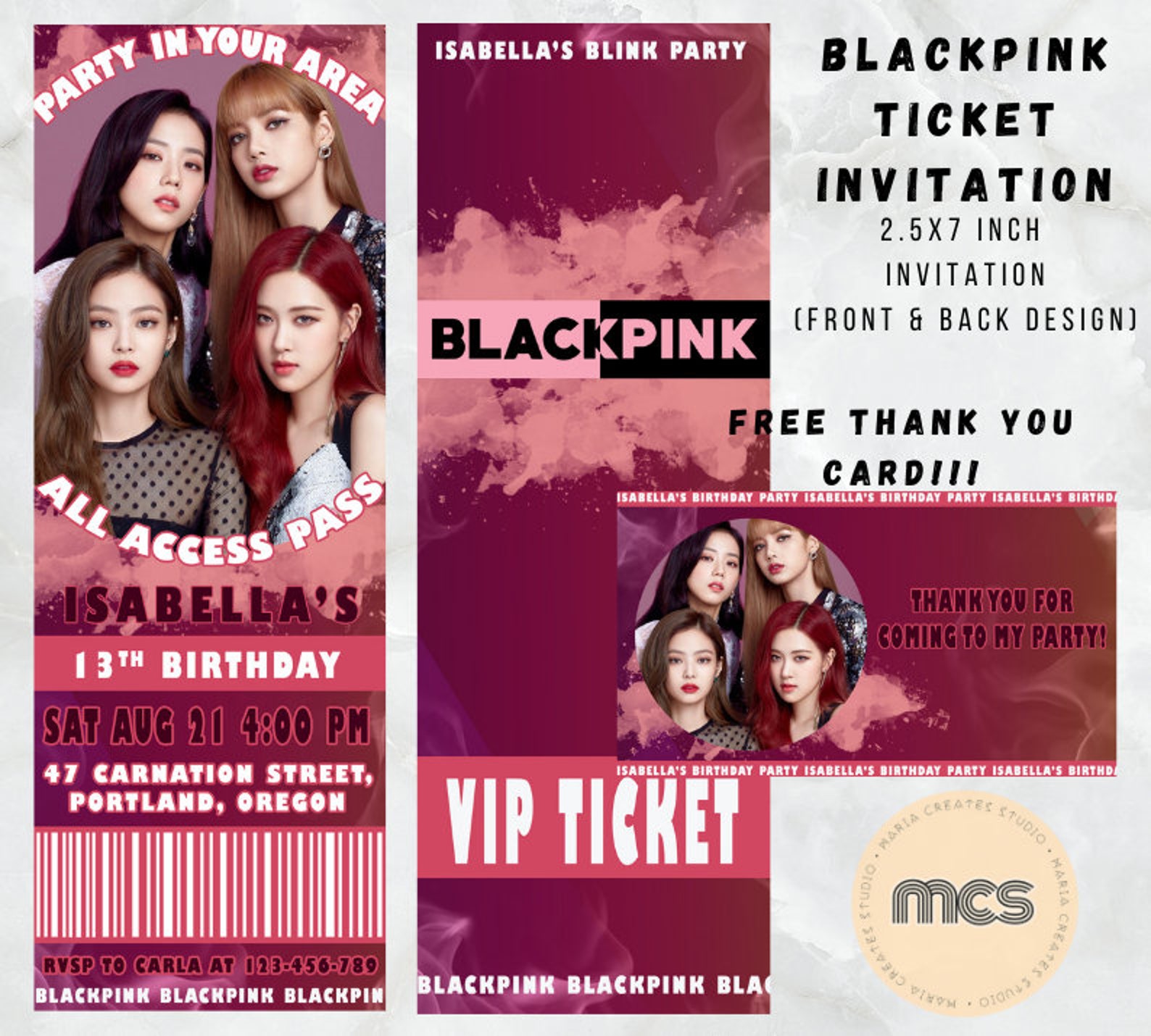 Blackpink Birthday Ticket Invitation Blink Birthday Etsy