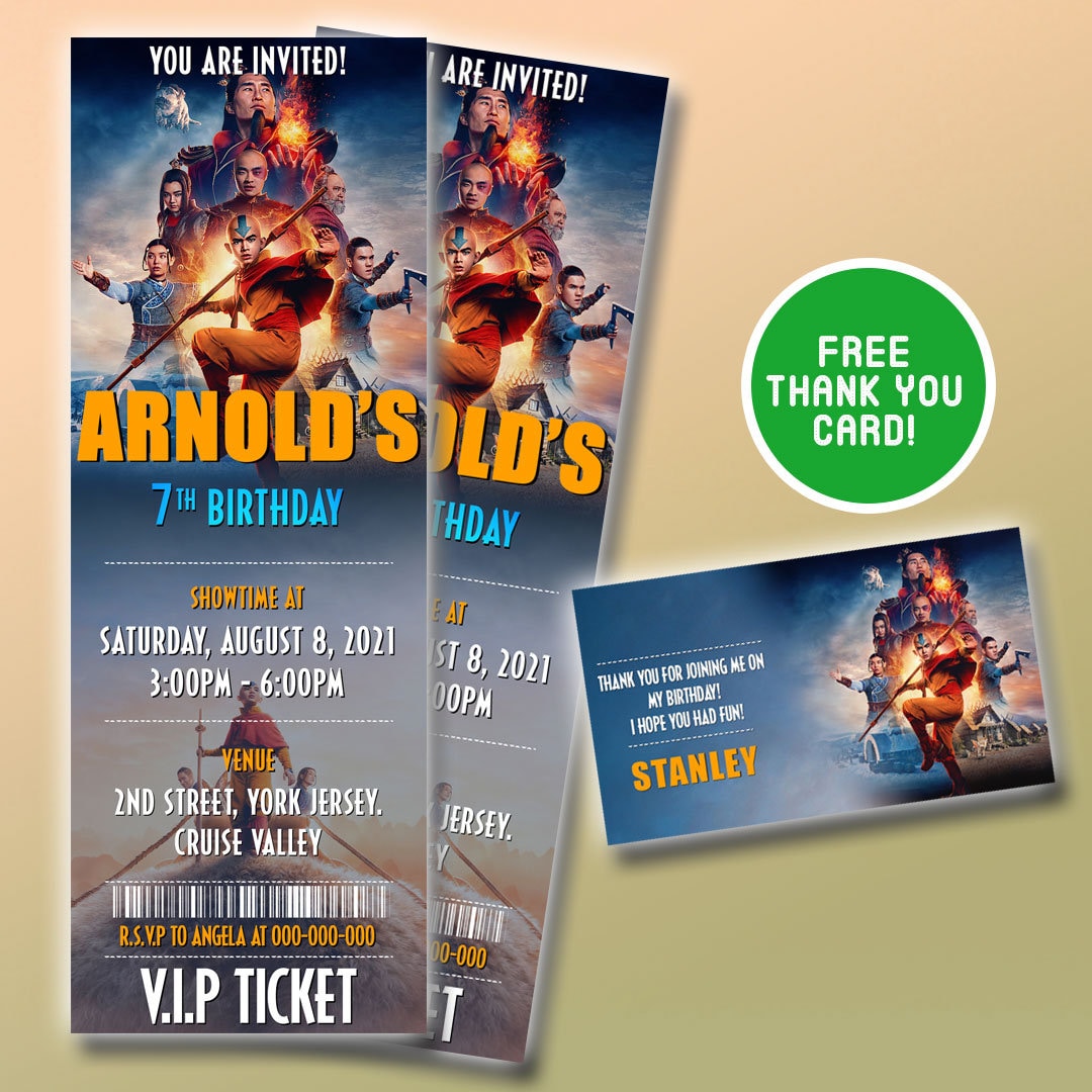 Avatar the Last Airbender Birthday Invitation, Avatar the Last ...