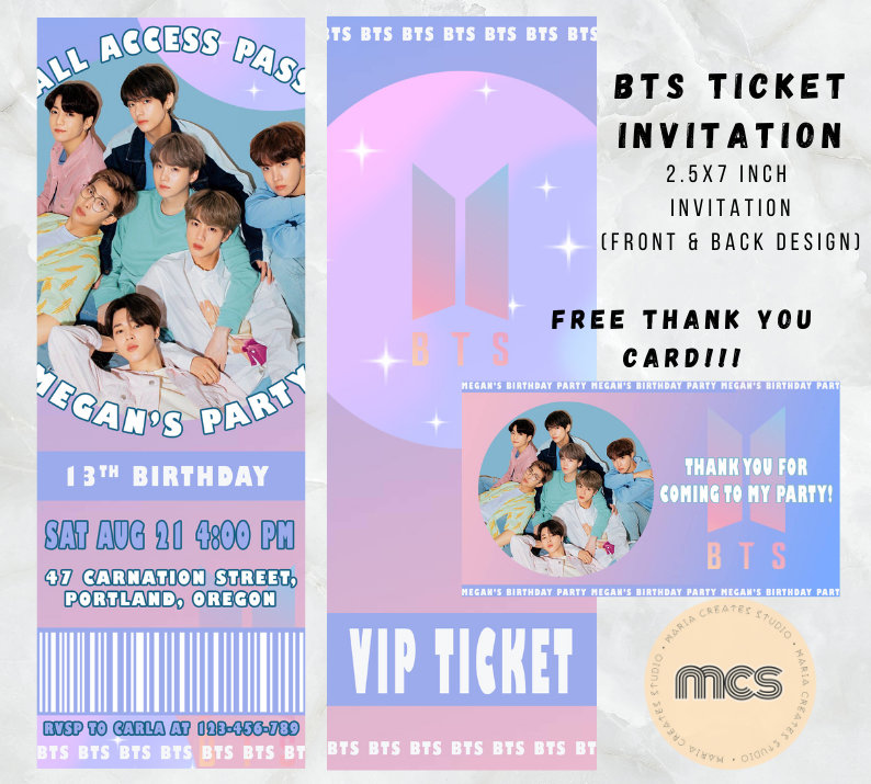 BTS Birthday Ticket Invitation, Digital Birthday Invite, Army Birthday Invitation, Digital Download, KPOP Invite Template, Purple Invitation - Etsy bts-birthday-ticket-invitation-digital-birthday-invite-army-birthday-invitation-digital-download-kpop-invite-template-purple-invitation-etsy