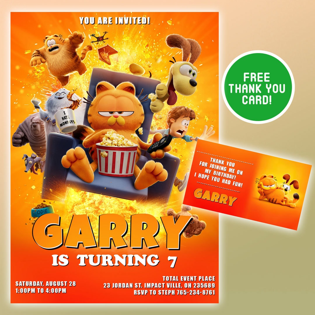 The Garfield Movie Invitation, the Garfield Movie Digital Invitation