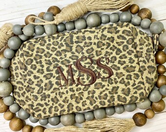 Leopard Print Cosmetic Bag, Monogram Cosmetic Bag, Personalized Cosmetic Bag, Make Up Bag, Leopard Cosmetic Bag, Monogram Make Up Bag