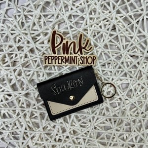 Monedero llavero personalizado, cartera titular de identificación, cartera pequeña para mujer, cartera personalizada, cartera monograma, regalo de mujer, cartera de tarjeta de identificación