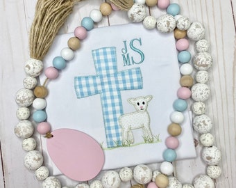 Boys Easter Shirt with Lamb, Kids Embroidered Easter Shirt, Personalized Easter Shirt, Kids Embroidered Easter Shirt with Lamb and Cross