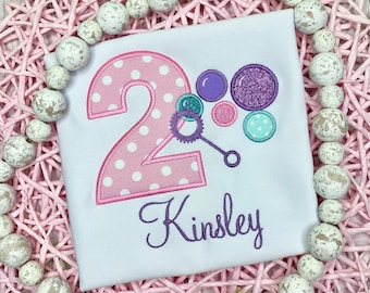 Children's embroidered Bubble shirt, Bubble Birthday Shirt, Girl Birthday Shirt, Embroidered Bubble Shirt, Kids Bubble Birthday Shirt,