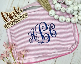 Pink Seersucker Bible Cover, Monogrammed Bible Cover, Personalized Bible Cover, Embroidered Bible Cover, Personalized Gift, Bible Carrier