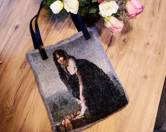 Bolso de mano de lana afieltrada hecho a mano – Diseño artístico de fieltro – Bolso ecológico único